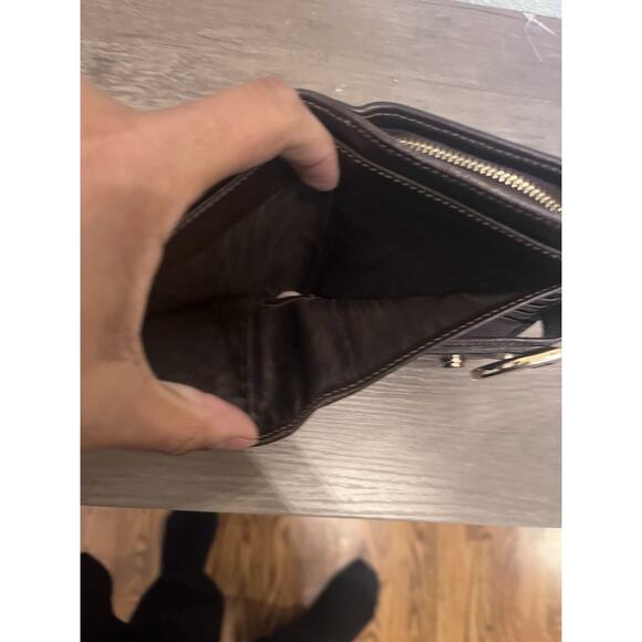 Gucci GG Canvas Bifold Wallet Brown Leather Trim Vintage Logo Gold Hardware - Picture 7 of 7